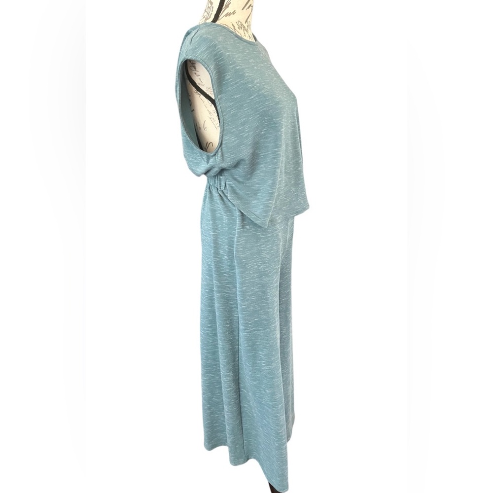 Bucket List Wide Leg Heather Light Blue Jumpsuit Small EUC Pockets Lounge Sweats - Picture 5 of 15